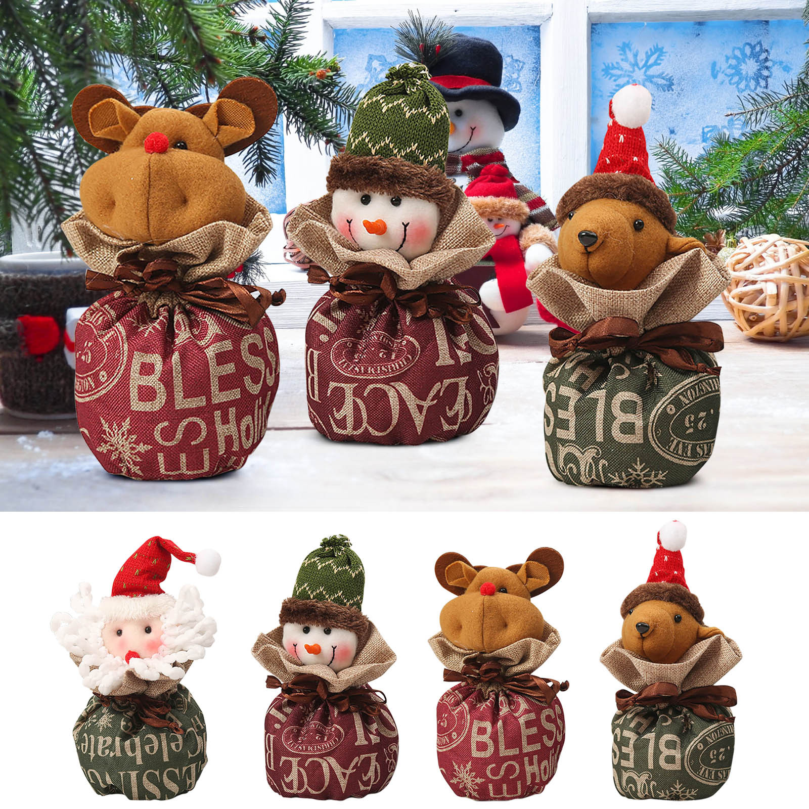 Jacenvly New Christmas Decorations Clearance Christmas Decorations Christmas Eve Bags Christmas Gift Bags Christmas Candy Bags Christmas Linen Embroidered Gift Bags Bathroom Decor